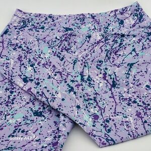 Athletic Works Purple Splatter Print Leggings XL Plus Size Workout Athleisure